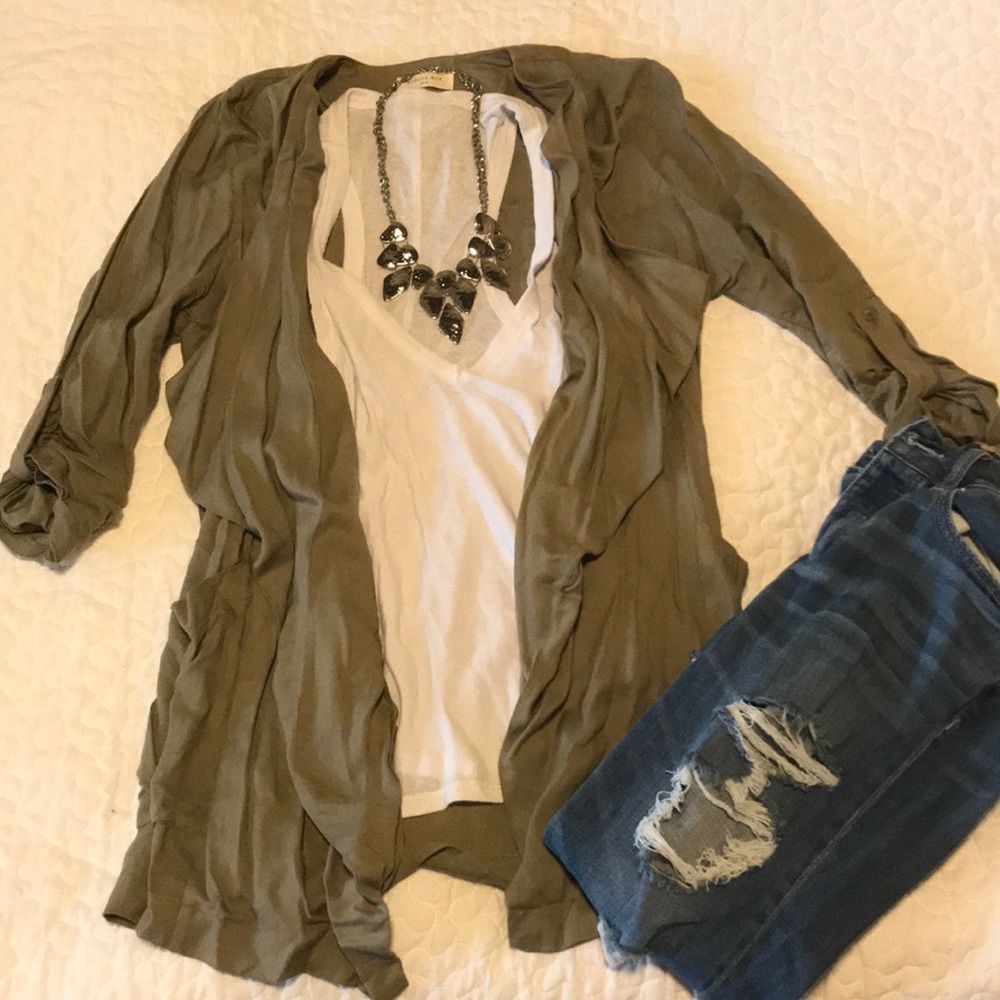 Army green cardigan